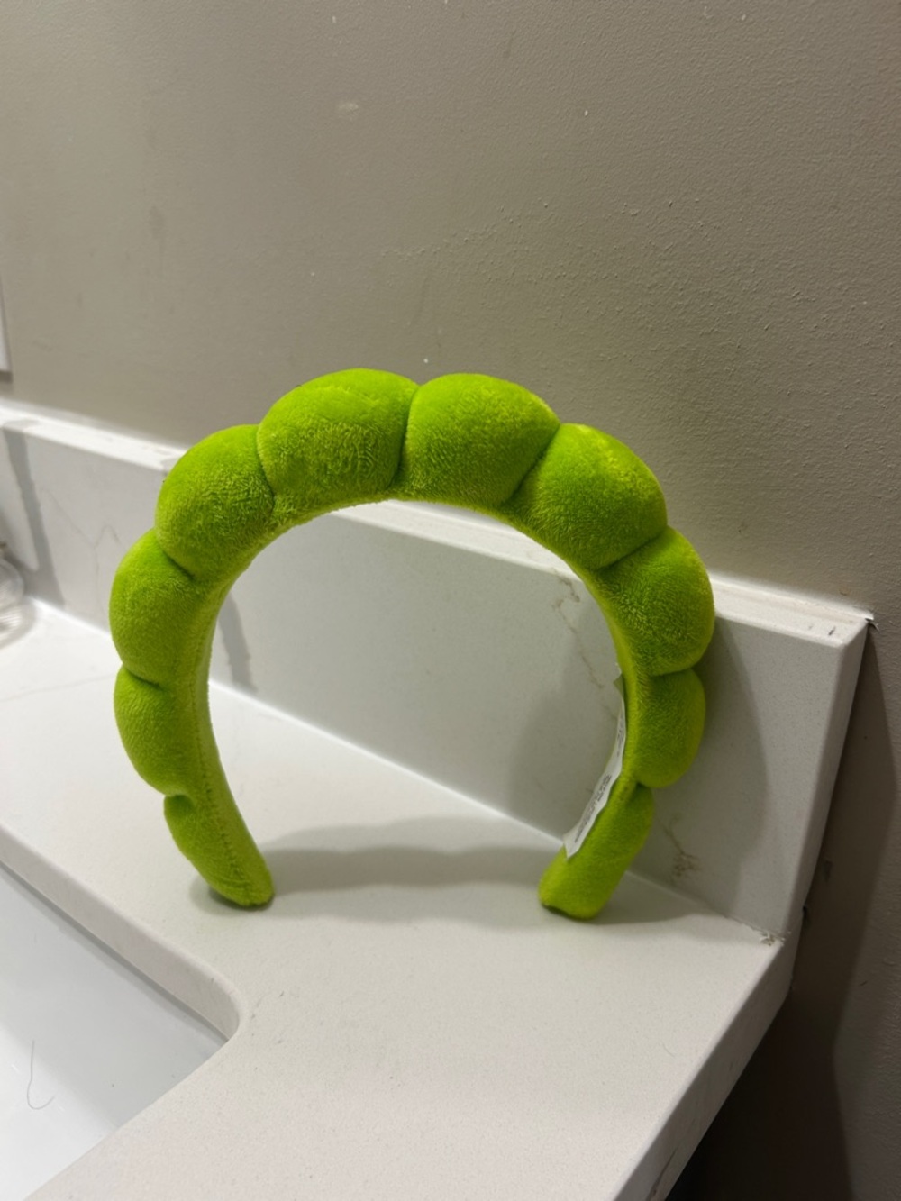 Kids Puff Headband - Lime Green Velvet